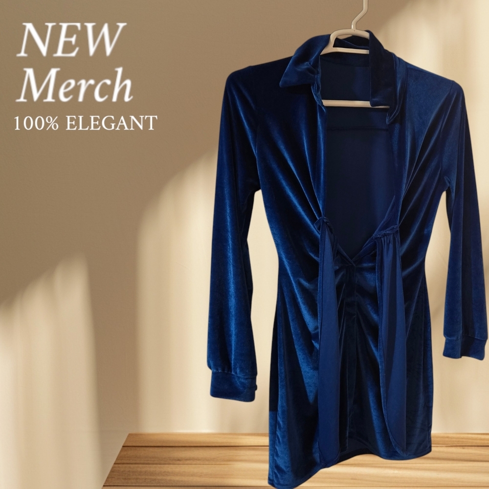 Elegant Blue Velvet Dress